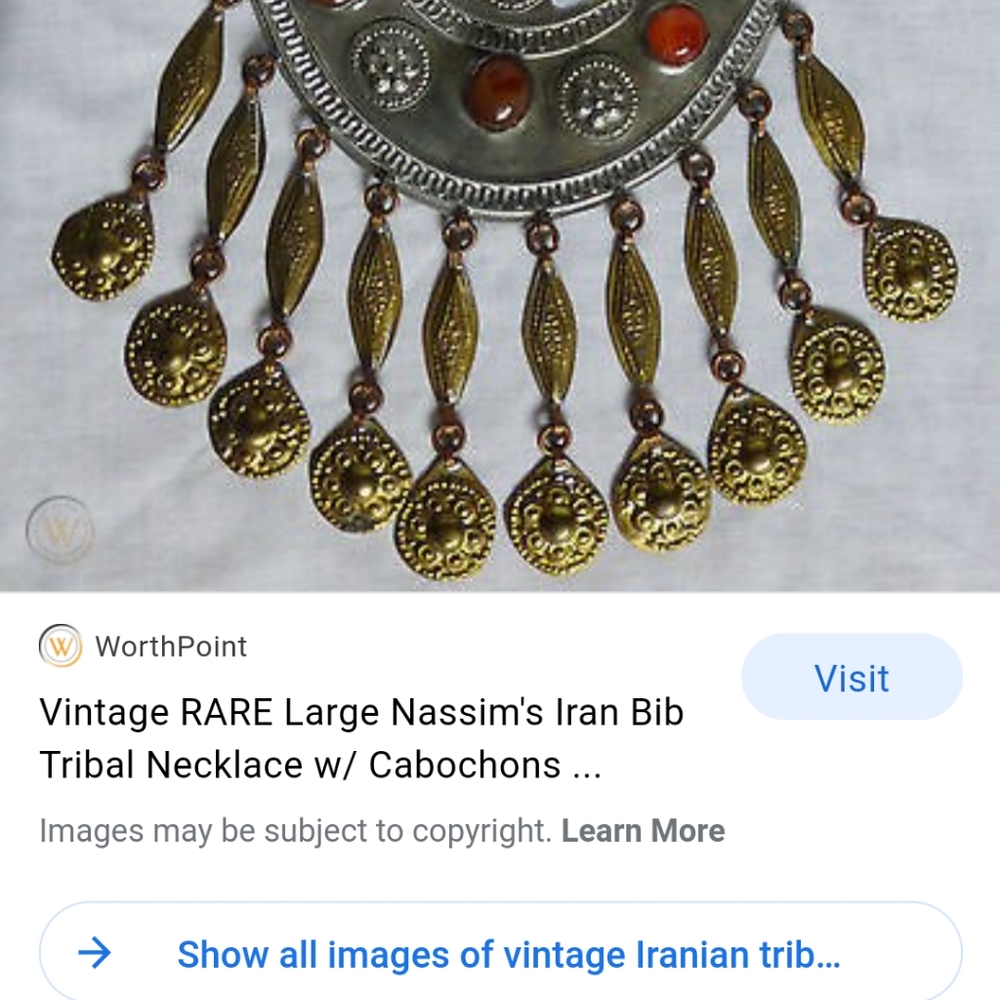 HTF Rare Nassims iron bib necklaces with cabachons 60s vintage - Picture 2 of 12